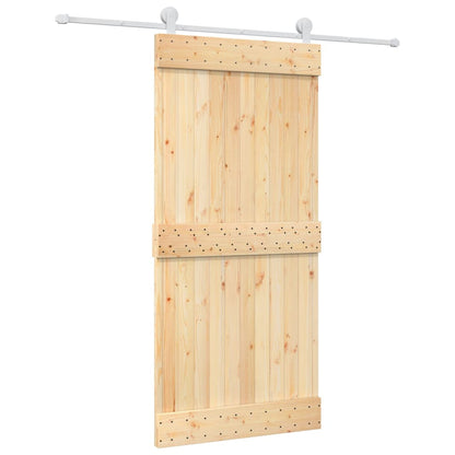 Porta Scorrevole con Set Hardware 95x210 cm Legno Massello Pino
