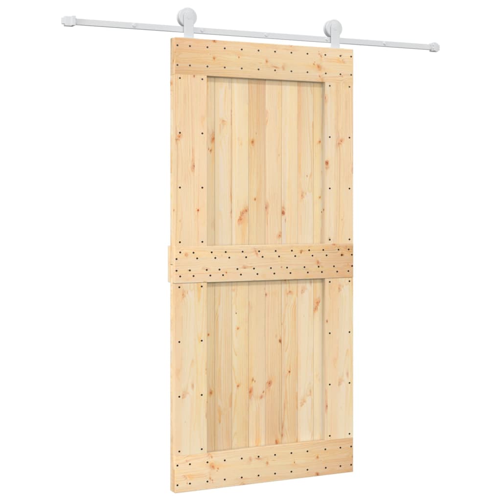 Porta Scorrevole con Set Hardware 95x210 cm Legno Massello Pino