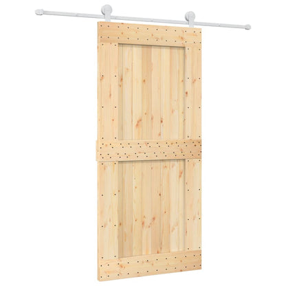 Porta Scorrevole con Set Hardware 95x210 cm Legno Massello Pino