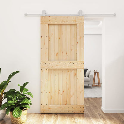 Porta Scorrevole con Set Hardware 95x210 cm Legno Massello Pino
