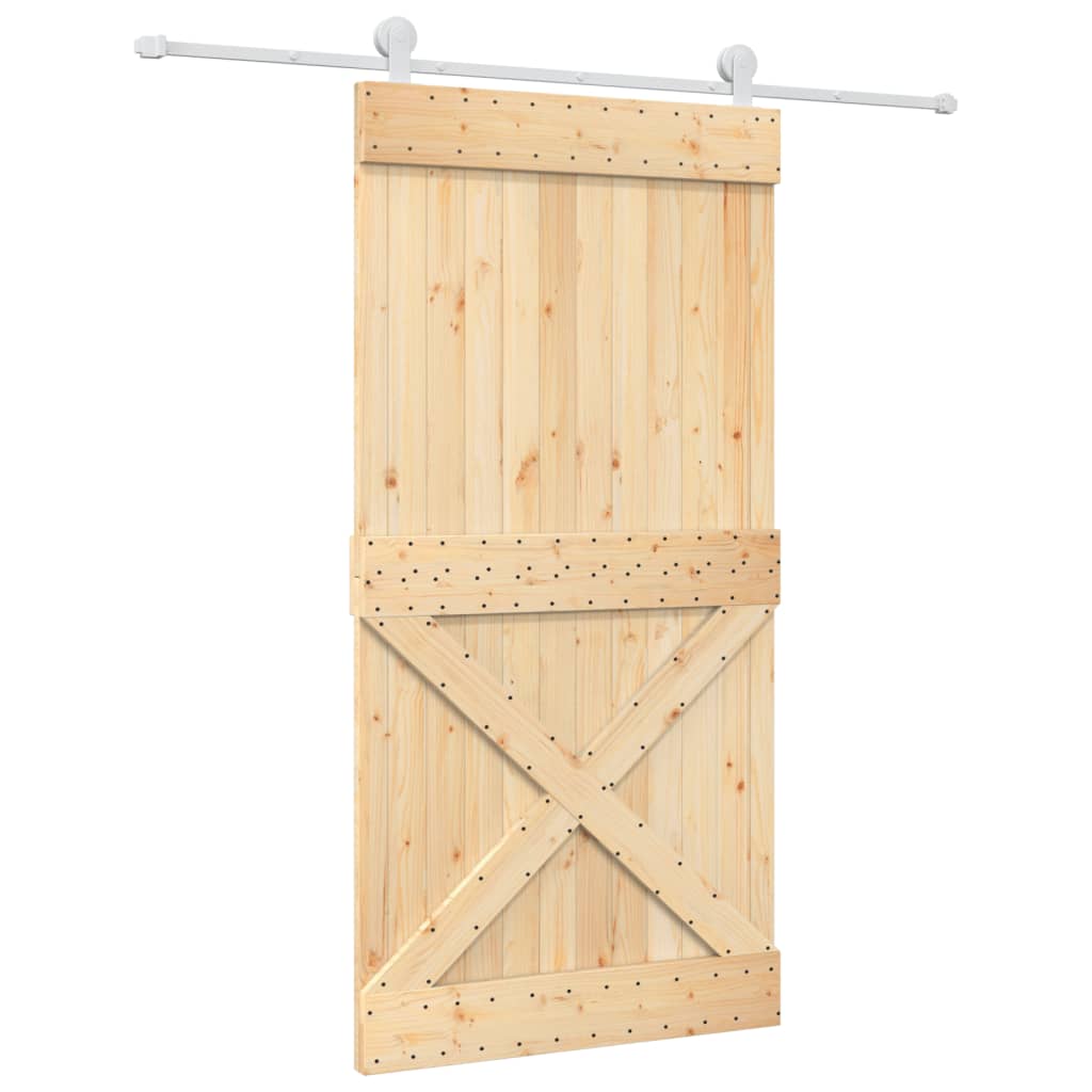Porta Scorrevole con Set Hardware 100x210cm Legno Massello Pino