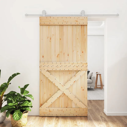 Porta Scorrevole con Set Hardware 100x210cm Legno Massello Pino