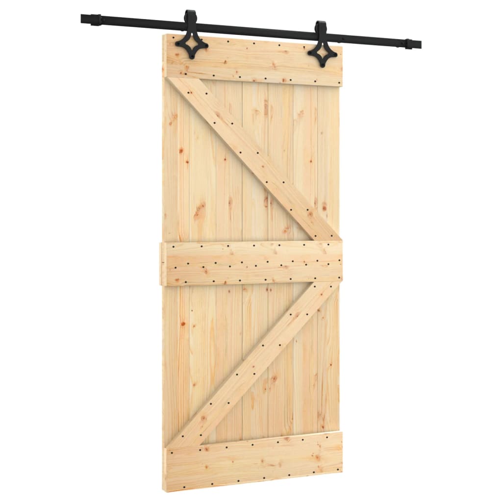 Porta Scorrevole con Set Hardware 95x210 cm Legno Massello Pino