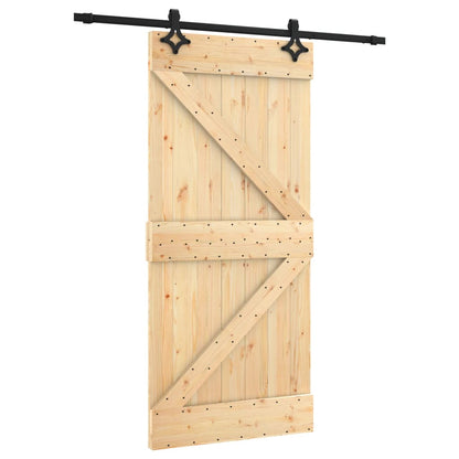 Porta Scorrevole con Set Hardware 95x210 cm Legno Massello Pino