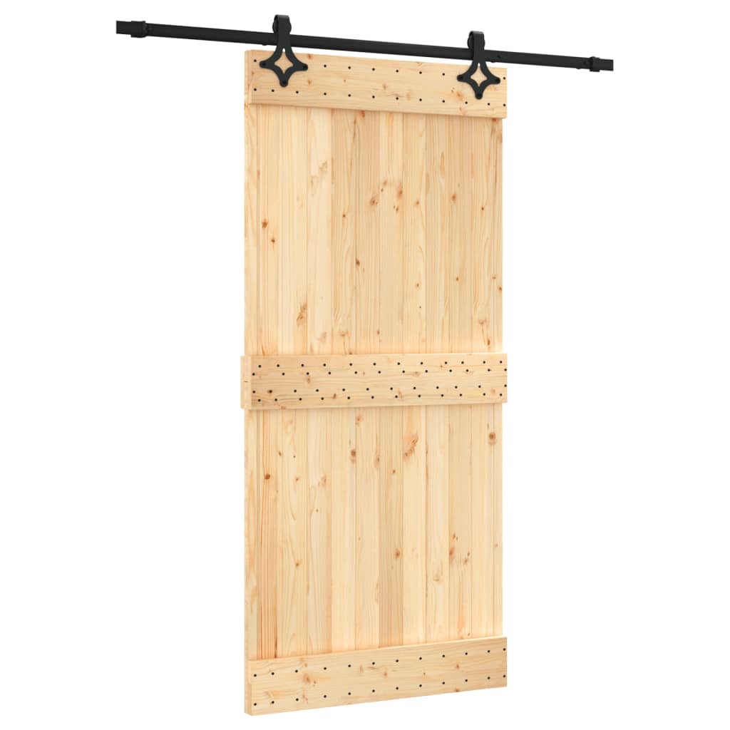 Porta Scorrevole con Set Hardware 95x210 cm Legno Massello Pino