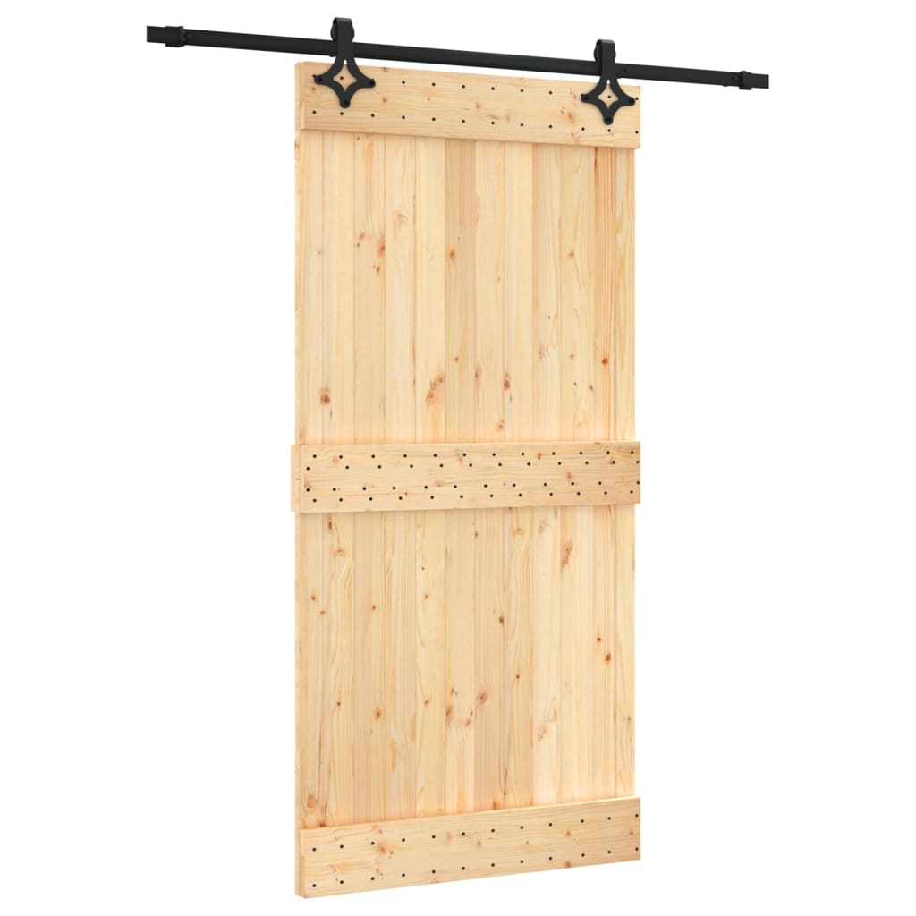 Porta Scorrevole con Set Hardware 100x210cm Legno Massello Pino