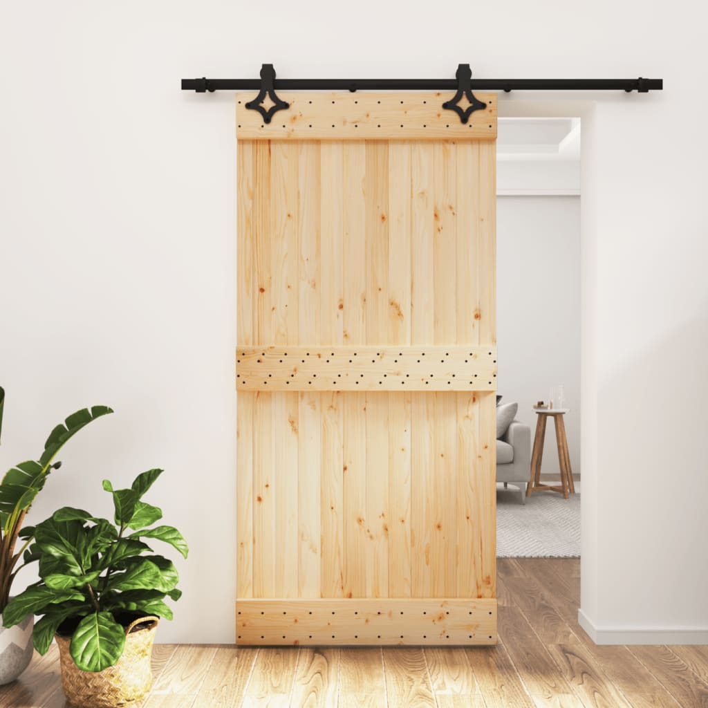 Porta Scorrevole con Set Hardware 100x210cm Legno Massello Pino