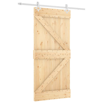 Porta Scorrevole con Set Hardware 95x210 cm Legno Massello Pino