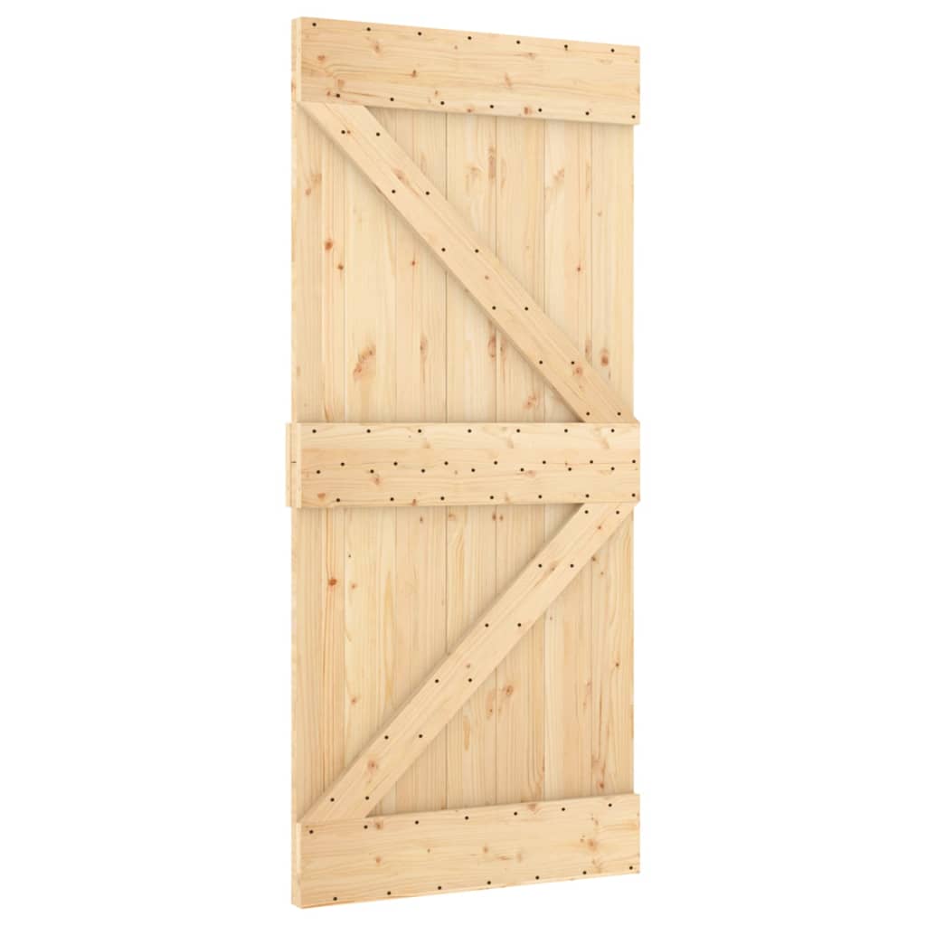 Porta Scorrevole con Set Hardware 100x210cm Legno Massello Pino