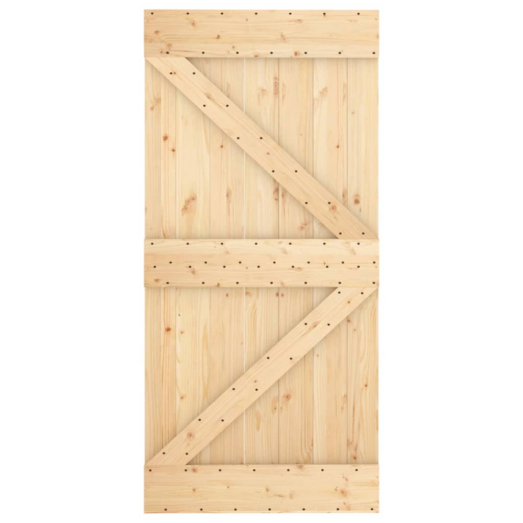 Porta Scorrevole con Set Hardware 100x210cm Legno Massello Pino