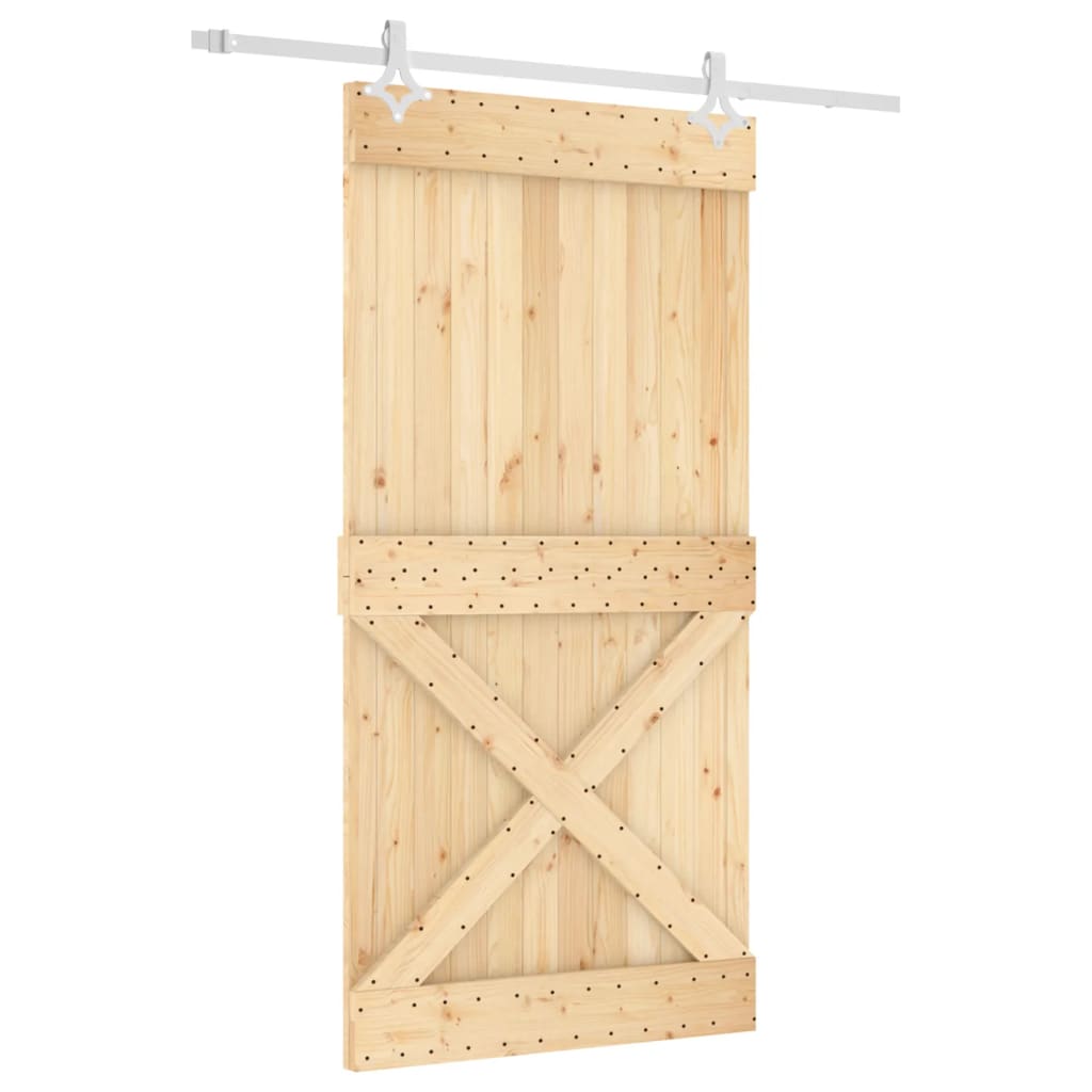 Porta Scorrevole con Set Hardware 100x210cm Legno Massello Pino