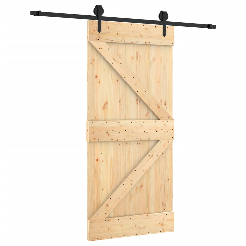 Porta Scorrevole con Set Hardware 95x210 cm Legno Massello Pino