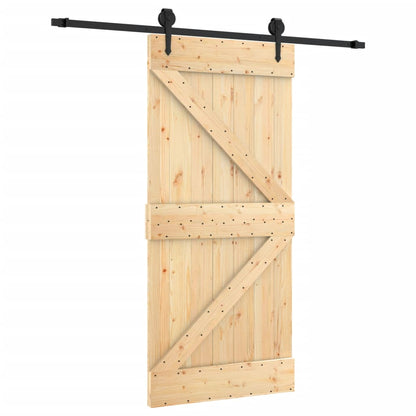 Porta Scorrevole con Set Hardware 95x210 cm Legno Massello Pino