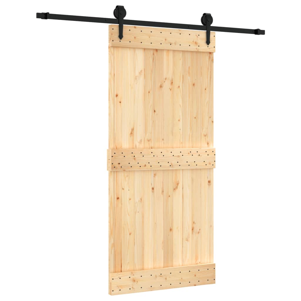Porta Scorrevole con Set Hardware 95x210 cm Legno Massello Pino
