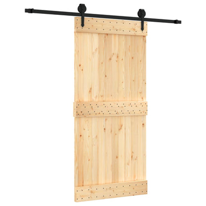 Porta Scorrevole con Set Hardware 95x210 cm Legno Massello Pino