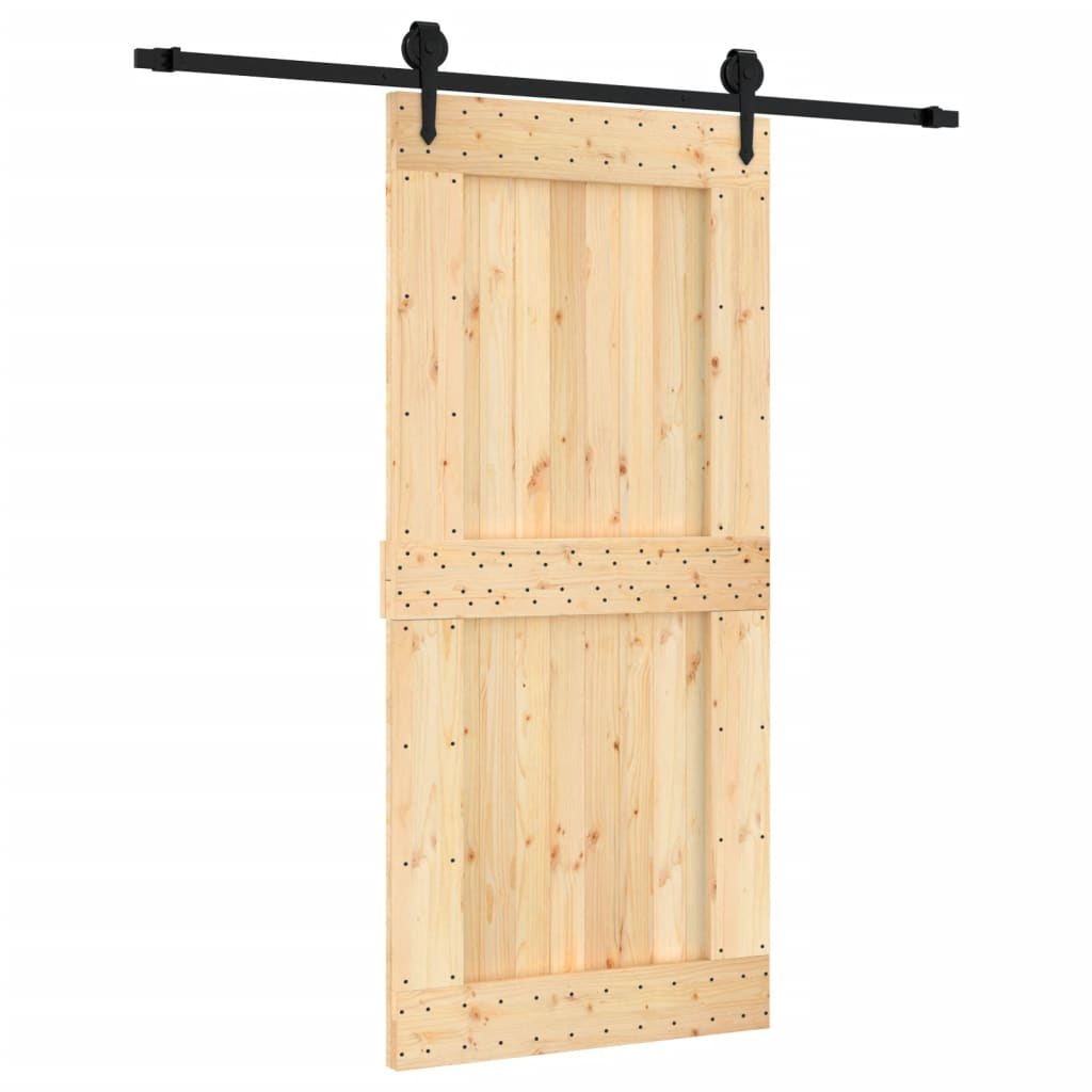 Porta Scorrevole con Set Hardware 95x210 cm Legno Massello Pino
