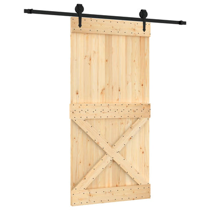 Porta Scorrevole con Set Hardware 100x210cm Legno Massello Pino