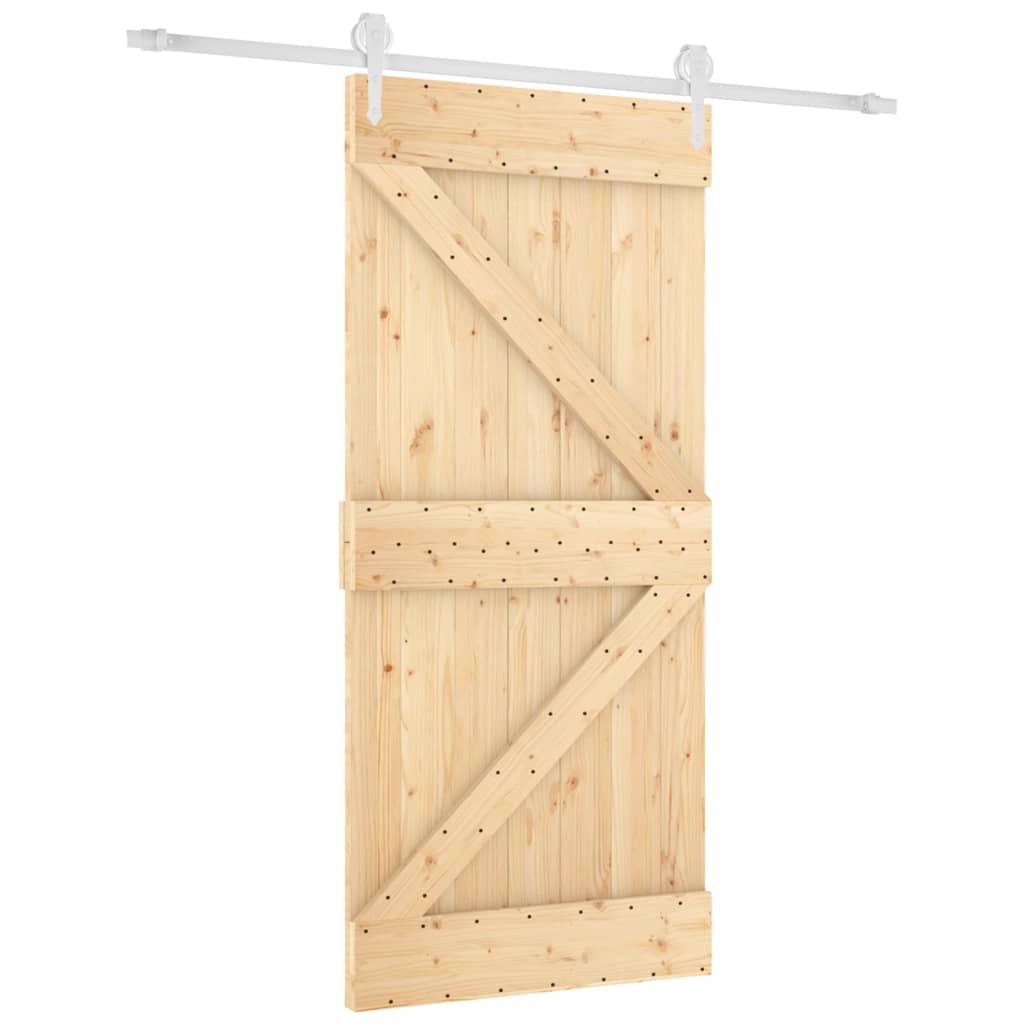 Porta Scorrevole con Set Hardware 95x210 cm Legno Massello Pino