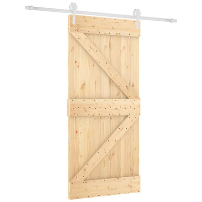 Porta Scorrevole con Set Hardware 95x210 cm Legno Massello Pino