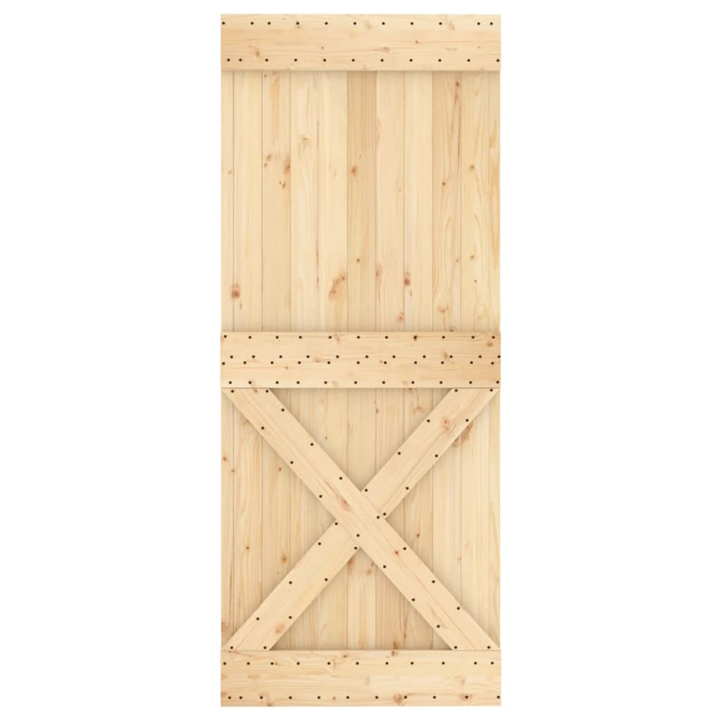 Porta Scorrevole con Set Hardware 100x210cm Legno Massello Pino
