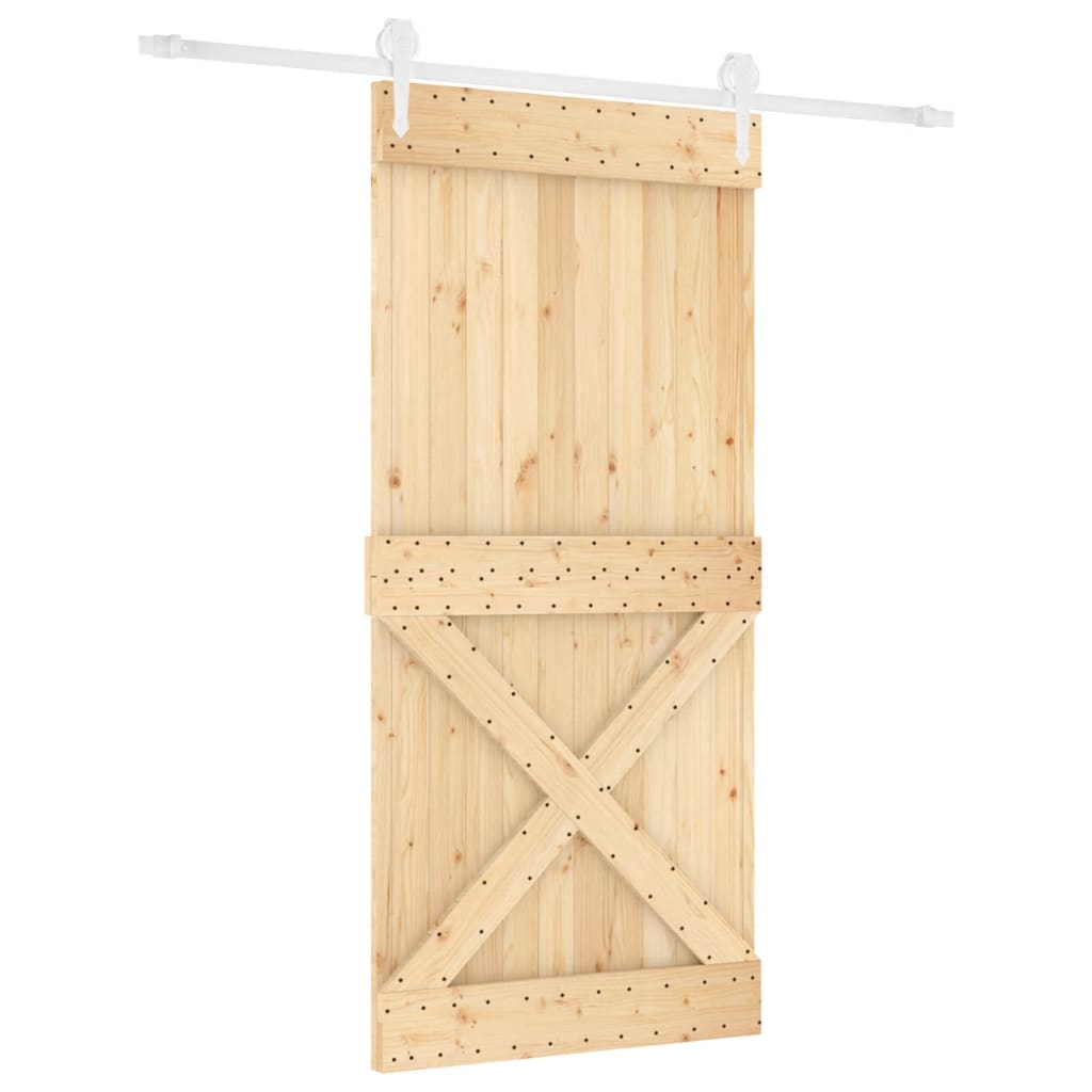 Porta Scorrevole con Set Hardware 95x210 cm Legno Massello Pino