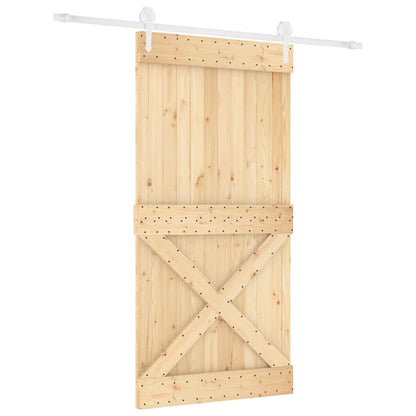 Porta Scorrevole con Set Hardware 100x210cm Legno Massello Pino