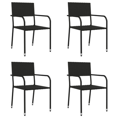 Set da Pranzo da Giardino 5 pz Nero in Polyrattan e Acciaio