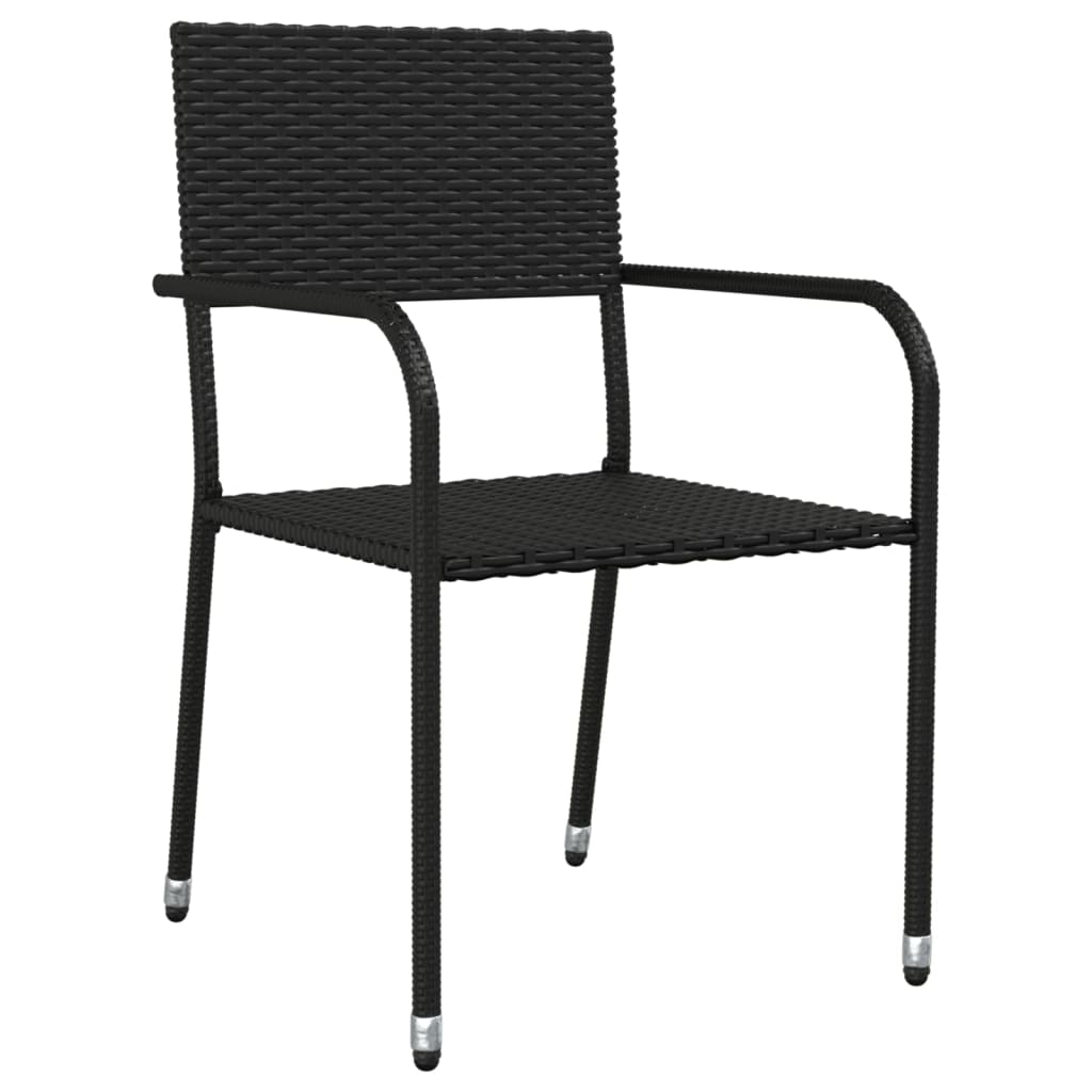 Set da Pranzo da Giardino 7 pz Nero in Polyrattan e Acciaio