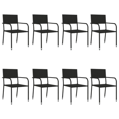 Set da Pranzo da Giardino 9 pz Nero in Polyrattan e Acciaio