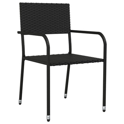 Set da Pranzo da Giardino 5 pz Nero in Polyrattan e Acciaio
