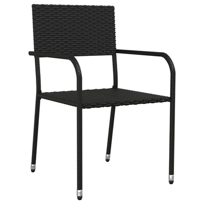 Set da Pranzo da Giardino 7 pz Nero in Polyrattan e Acciaio