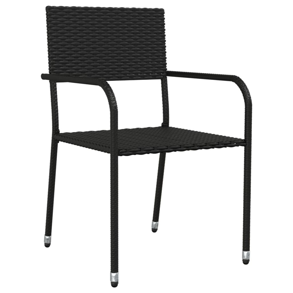 Set da Pranzo da Giardino 5 pz Nero in Polyrattan e Acciaio