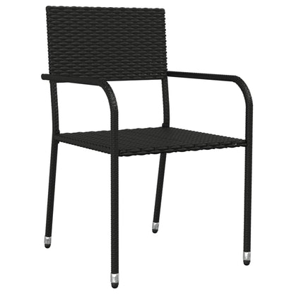 Set da Pranzo da Giardino 7 pz Nero in Polyrattan e Acciaio