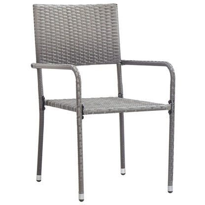 Set da Pranzo da Giardino 7 pz Nero Grigio Polyrattan e Acciaio
