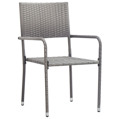 Set da Pranzo da Giardino 9 pz Nero Grigio Polyrattan e Acciaio
