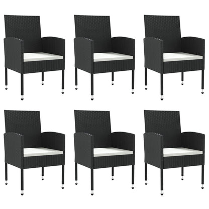 Set da Pranzo da Giardino 7 pz Nero in Polyrattan e Acciaio