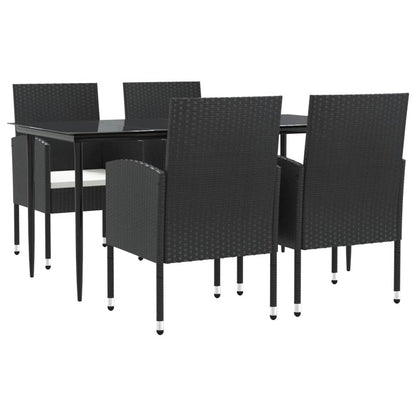 Set da Pranzo da Giardino 5 pz Nero in Polyrattan e Acciaio