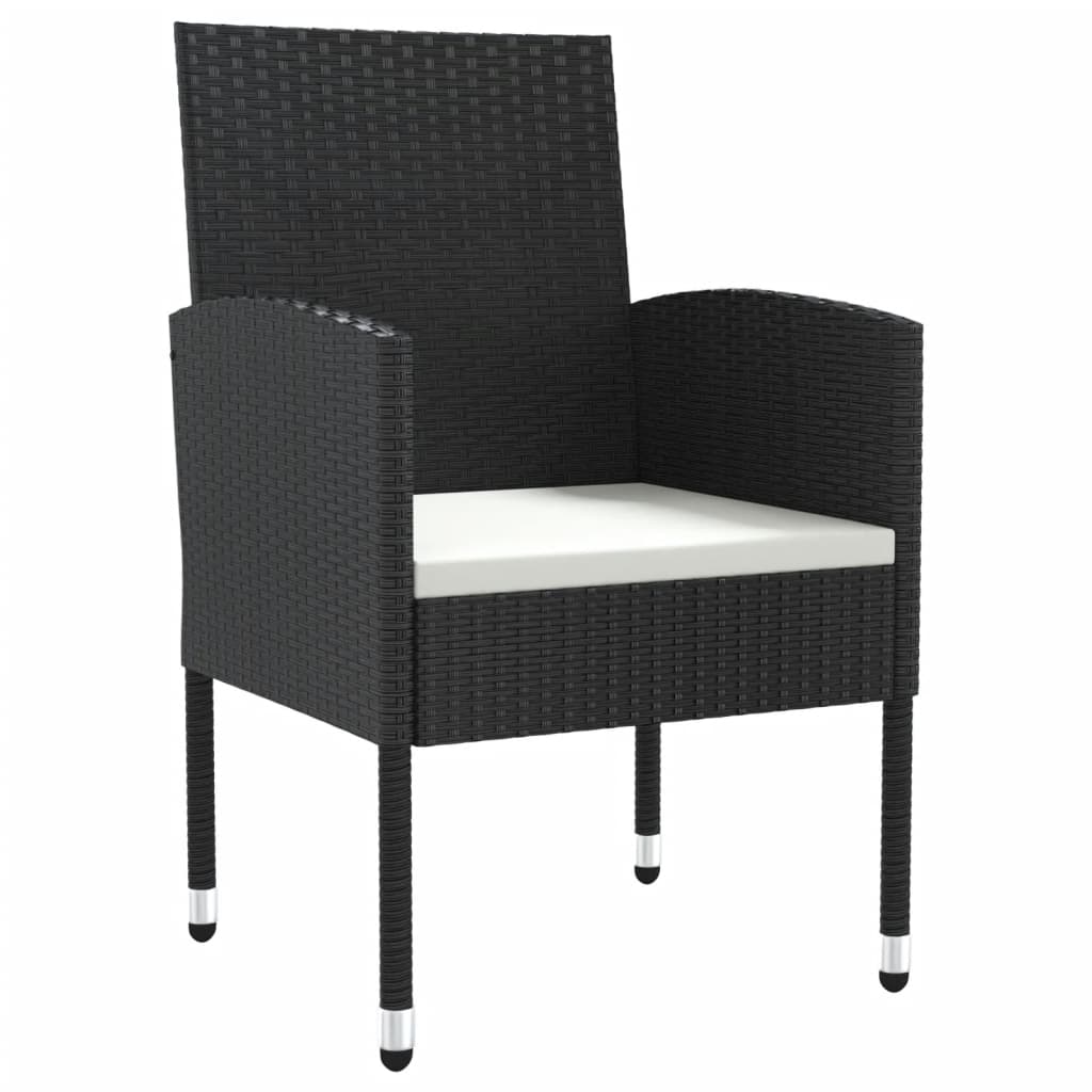 Set da Pranzo da Giardino 7 pz Nero in Polyrattan e Acciaio