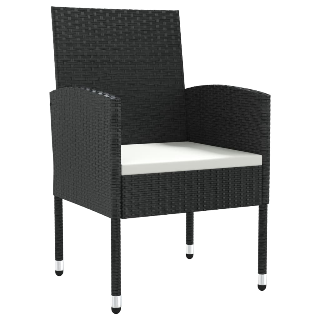 Set da Pranzo da Giardino 7 pz Nero in Polyrattan e Acciaio