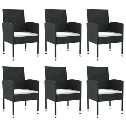 Set da Pranzo da Giardino 7 pz Nero in Polyrattan e Acciaio