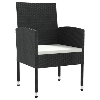 Set da Pranzo da Giardino 7 pz Nero in Polyrattan e Acciaio