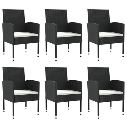 Set da Pranzo da Giardino 7 pz Nero in Polyrattan e Acciaio