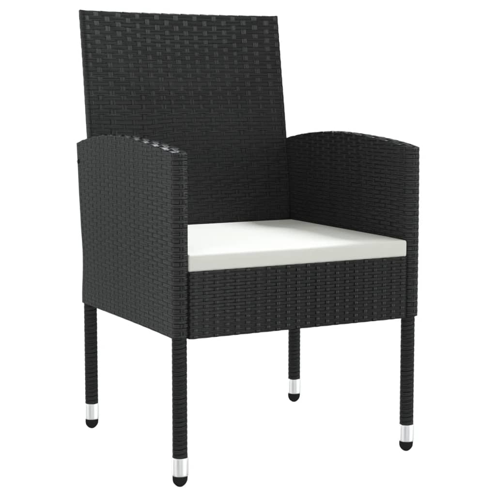 Set da Pranzo da Giardino 7 pz Nero in Polyrattan e Acciaio