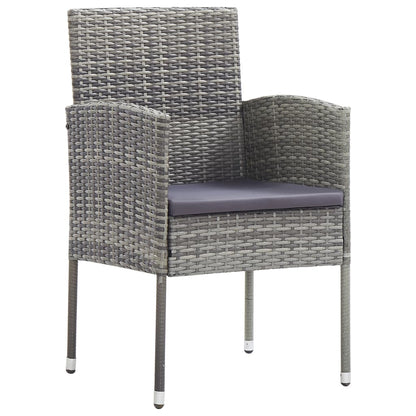 Set da Pranzo da Giardino 7 pz Nero Grigio Polyrattan e Acciaio