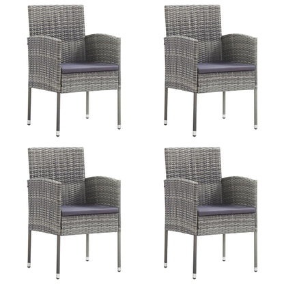 Set da Pranzo da Giardino 5 pz Nero Grigio Polyrattan e Acciaio