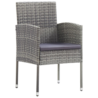 Set da Pranzo da Giardino 7 pz Nero Grigio Polyrattan e Acciaio