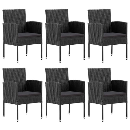 Set da Pranzo da Giardino 7 pz Nero in Polyrattan e Acciaio