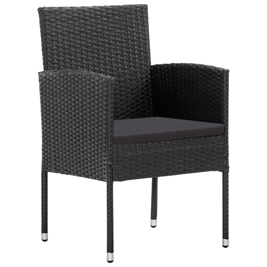 Set da Pranzo da Giardino 7 pz Nero in Polyrattan e Acciaio