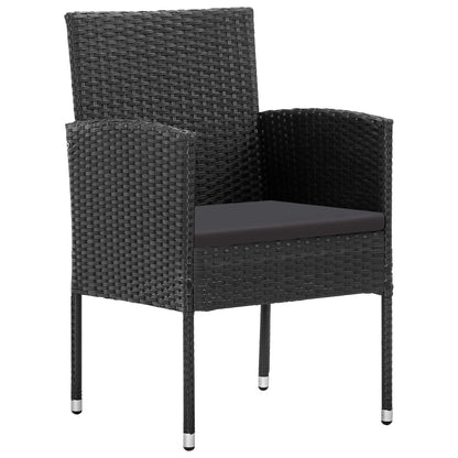 Set da Pranzo da Giardino 7 pz Nero in Polyrattan e Acciaio
