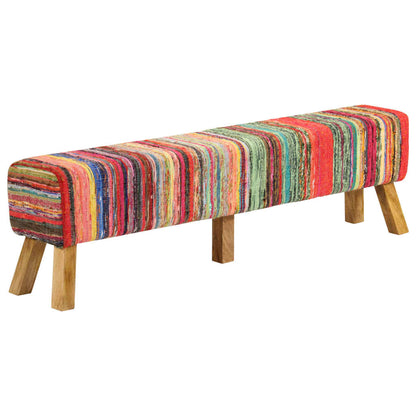 Panca Multicolore 160 cm Tessuto Chindi e Legno Massello Mango
